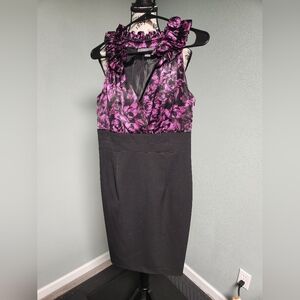 Donna Ricco Black and Floral Size 6 Dress